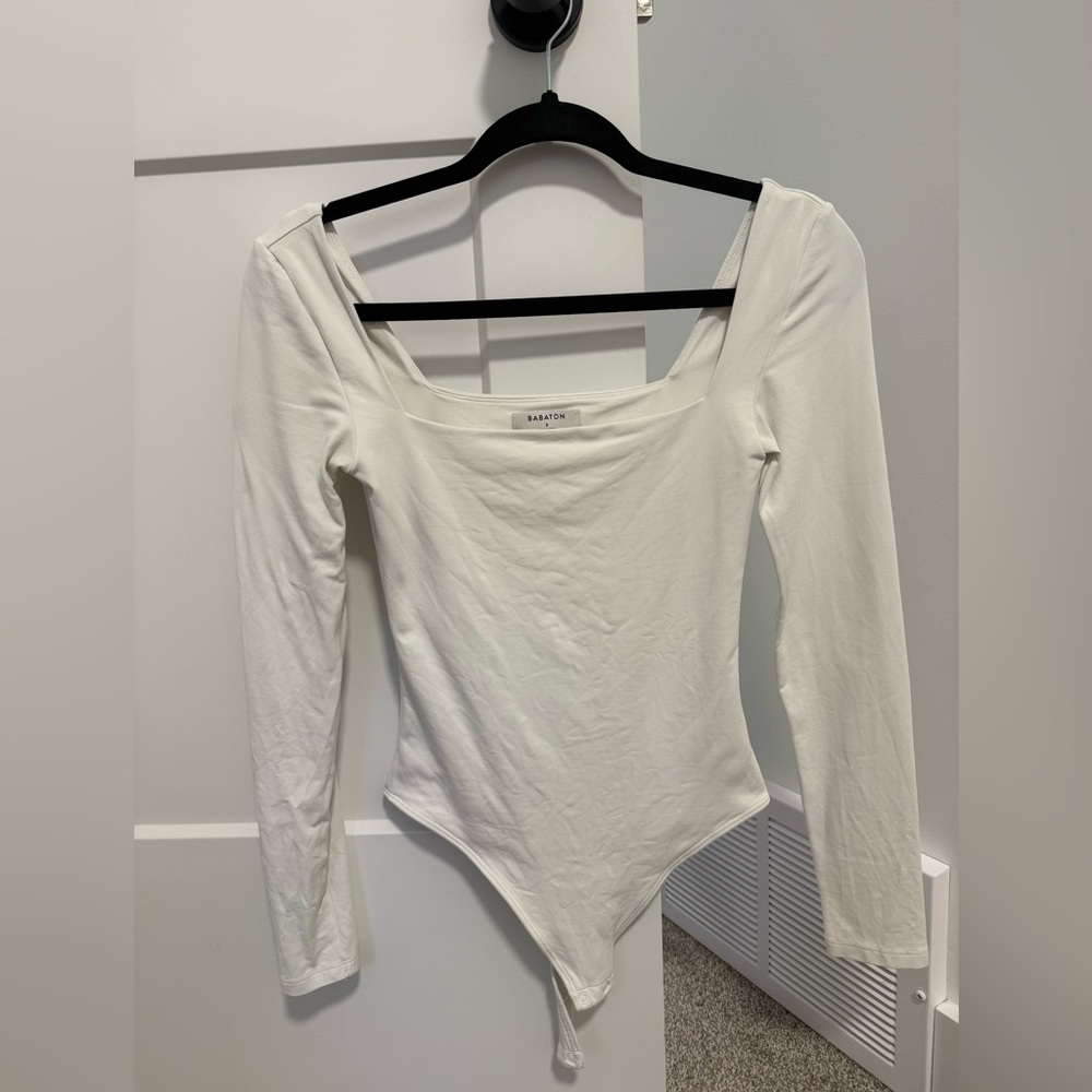 Aritzia white contour squareneck bodysuit